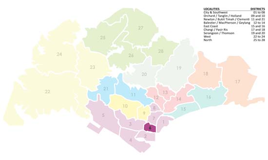 Singapore District Map